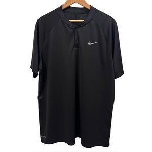 Nike Dri Fit Men’s Collarless Golf Shirt Size XL Black Short Sleeve Pullover